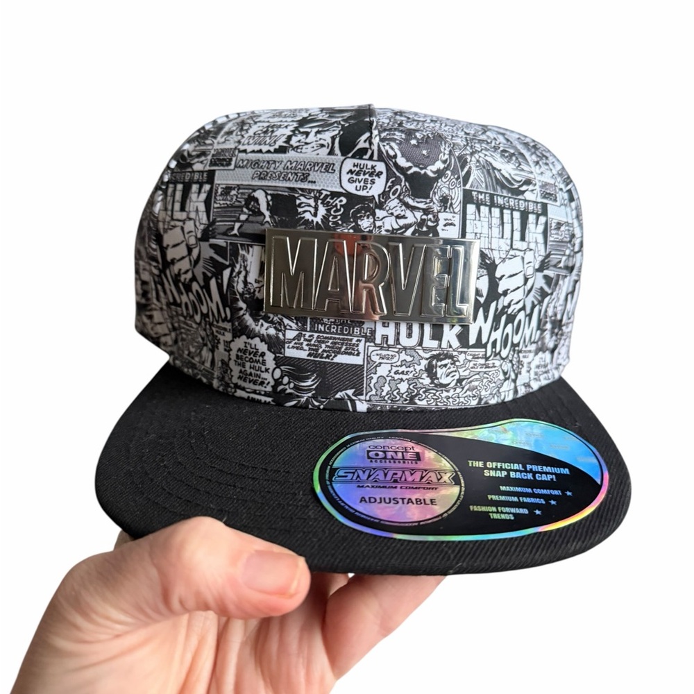 Marvel Black & White Comic Patch Snapback Hat